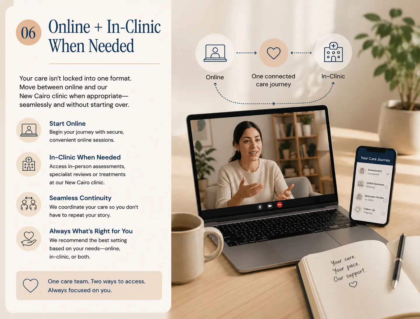 Alma Care online telemedicine in-clinic services infographic | Alma Care